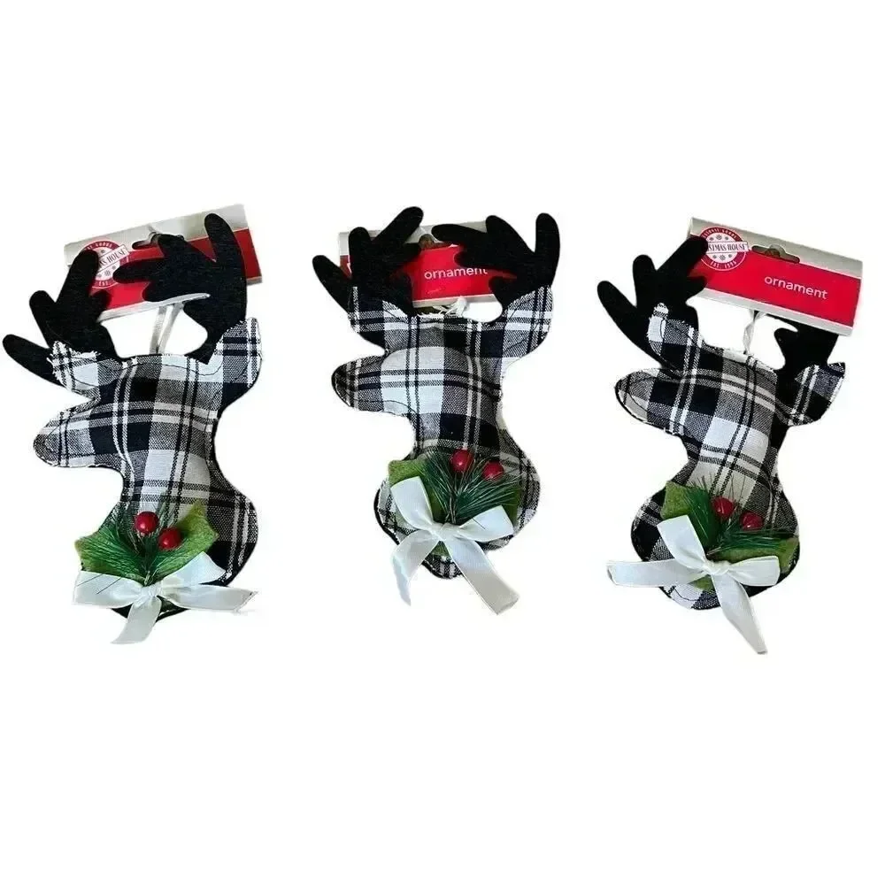Christmas House Winter Rustic Farmhouse Decor Bohemian Ornaments Set of 3